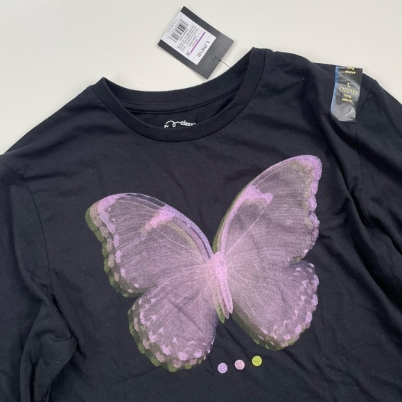 Target Art Class Girls Black Purple Butterfly Long Sleeve Tee Size Large NWT - Picture 4 of 6